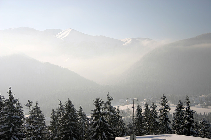 Tatry, l'hivern, enterrat, Polònia, muntanyes, veure, vista superior