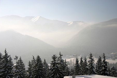Tatrai, žiemą, palaidotas, Lenkija, kalnai, Rodyti, vaizdas iš viršaus