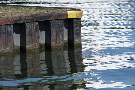 河, 水, 码头, 投资者, 海藻, 镜像