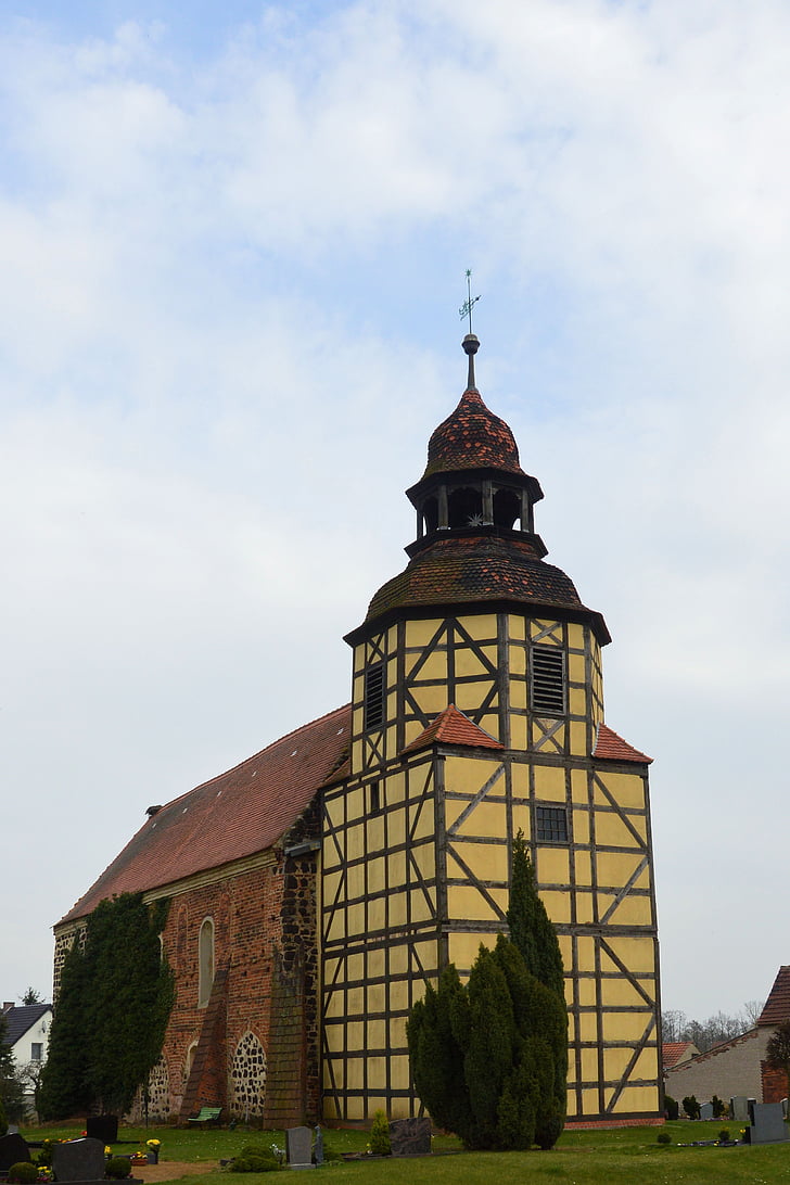 Iglesia, Torre de celosía, orar, cristiano, löben, Sajonia-anhalt