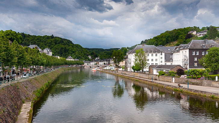 Bouillon, Ardennes, Belgio, fiume, città, romantica, Wallonie
