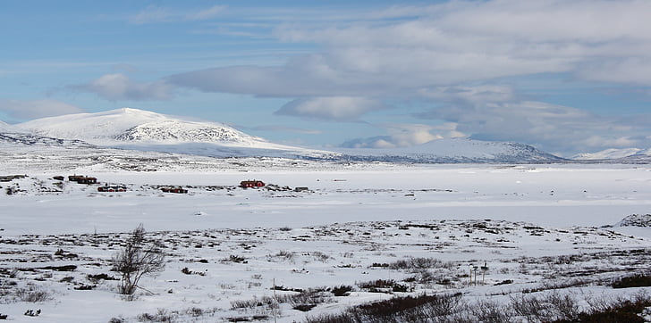 sne, vinter, bjerge, naturlige, landskab, Norge