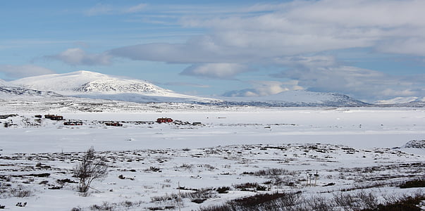 snijeg, Zima, planine, prirodni, krajolik, Norveška
