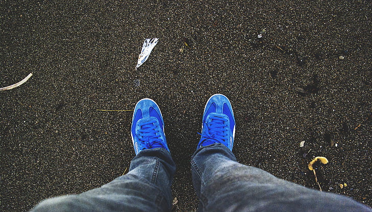 plava, duboko more, Popularni, niski dio, cipela, jedna osoba, ljudska noga