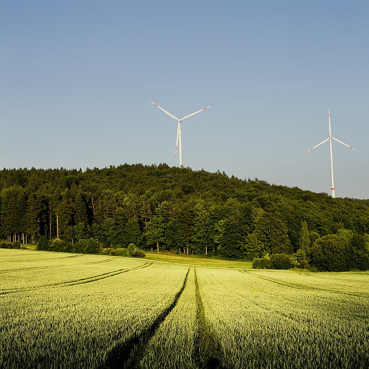 pinwheel, forest, field, wheat, bavaria, power generation, green energy