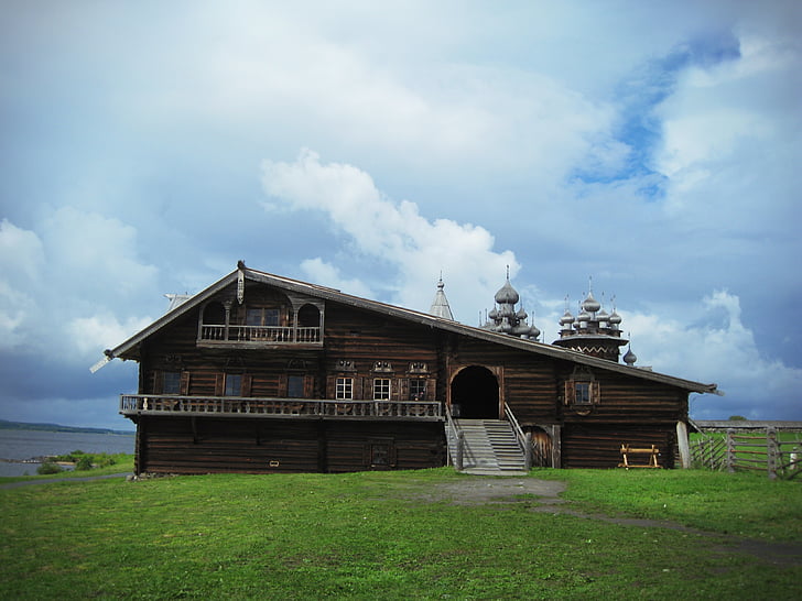 russia, kizhi, wooden, house, sky, church