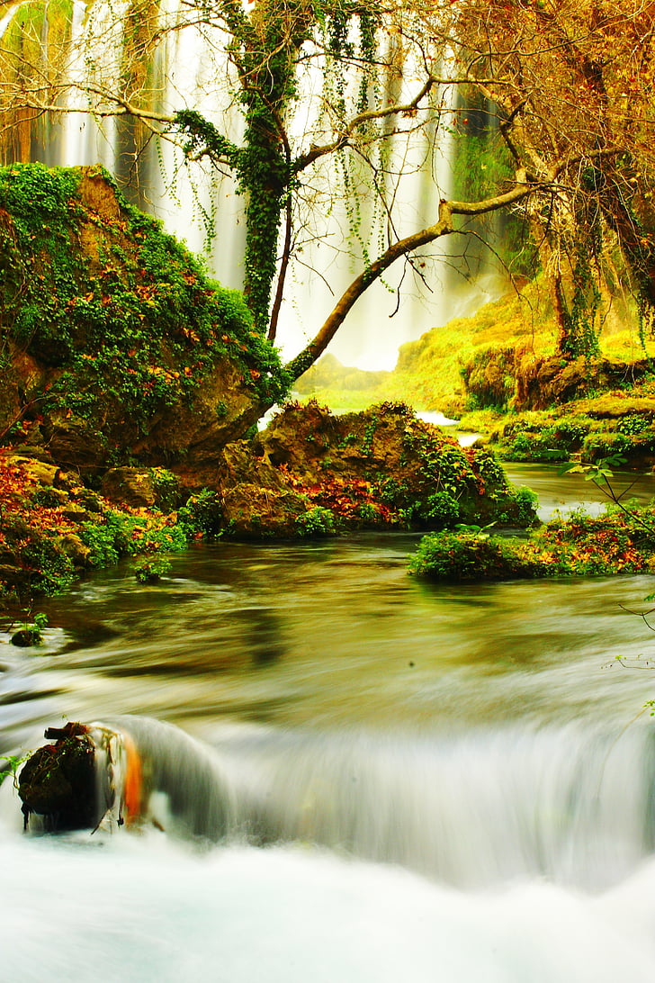 natureza, longa exposição, verde, água, Cachoeira, Antalya, paisagem