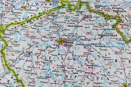Praha, Tsjekkia, kart, geografi, grafikk, kartografi, reise
