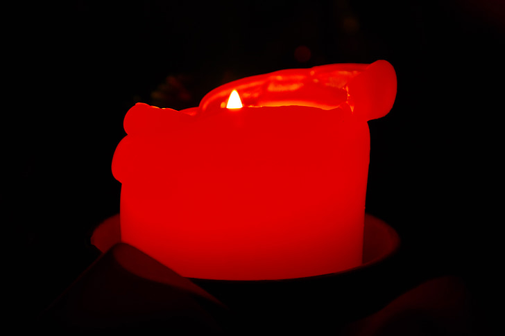 svíčka, červená, světlé, vosková svíčka, Adventní, Cozy, ticho