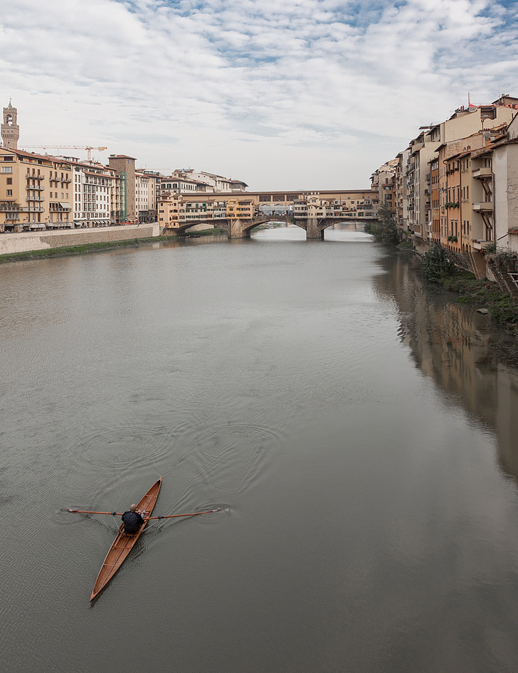 Italie, rivière, Florence, architecture, bateau