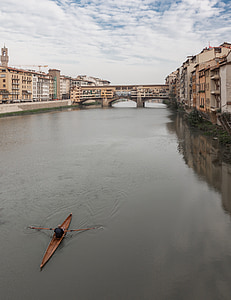 italy, river, florence, architecture, boat
