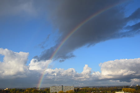 Regenbogen, Horizont, Blick, Landschaft, Wolken, Wolke, Natur