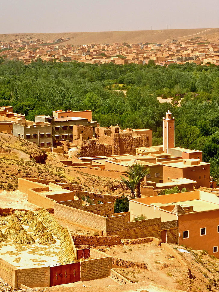 deserto, minarete, Marrocos, Adobe