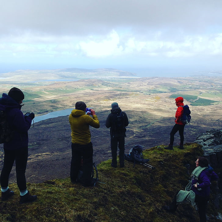 planinarenje, Donegal, o, Irska, planine, brdo, divlje