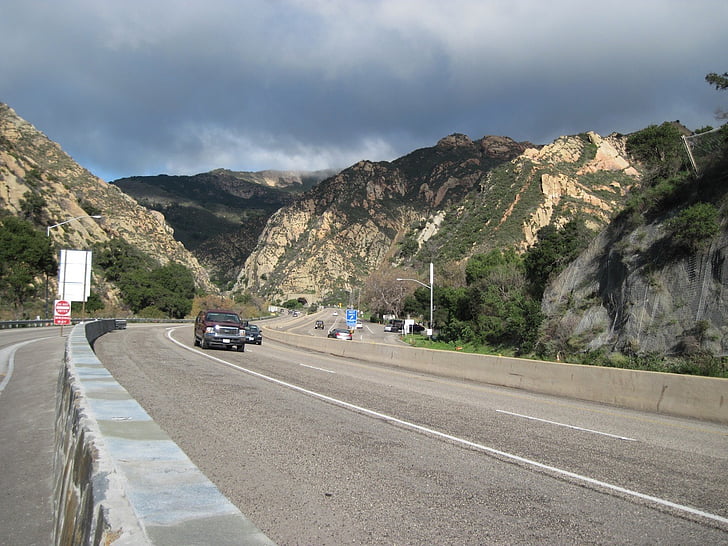 gaviota pass, road, tunnel, way, nature, cars, rest stop