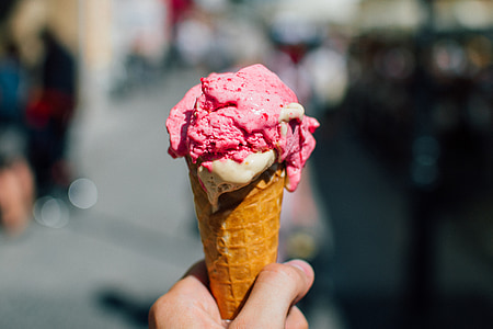 cone, strawberry, dessert, food, ice Cream, ice Cream Cone, ice