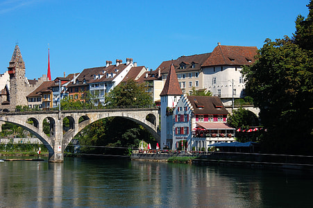 Švýcarsko, Bremgarten, železniční most, řeka