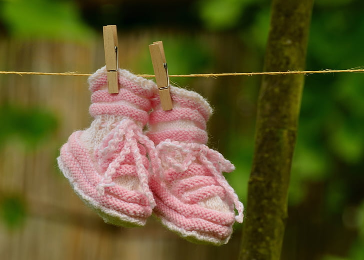 baby, girl, greeting, birth, baby shoes, knitted, gift