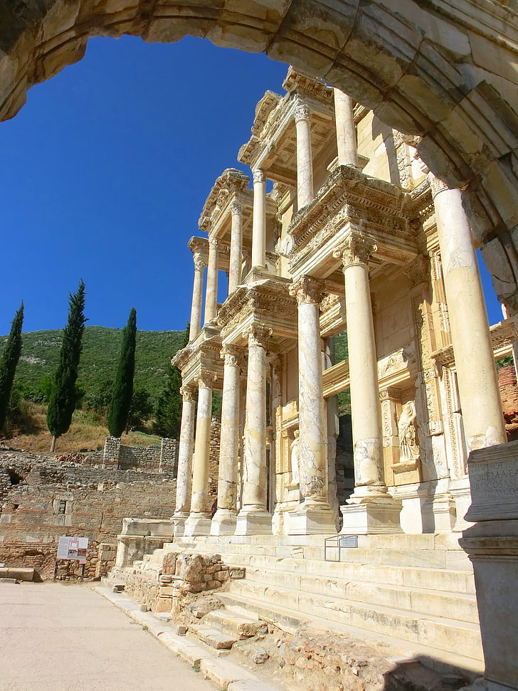 Éfeso, Celsus, biblioteca, Turquia, Roman, Drop-off, ruína