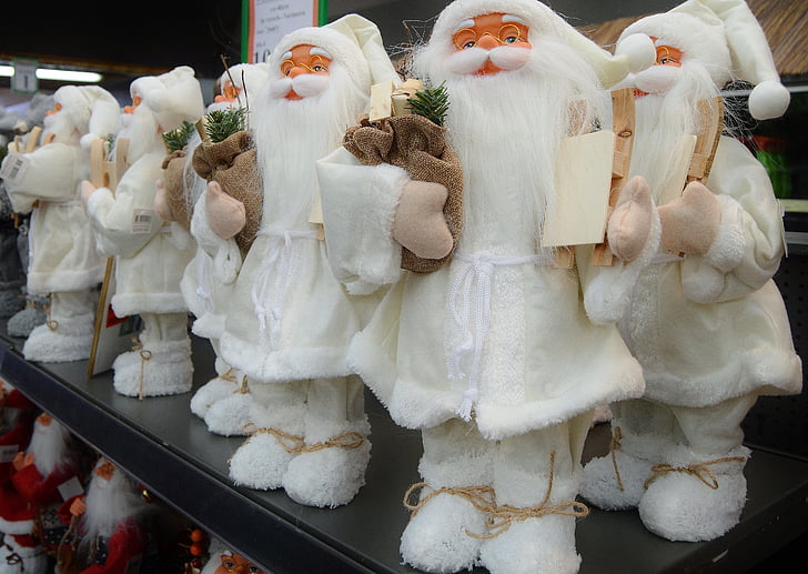 Santa klauzula, Nikola, figure, Božić, dekoracija, bijeli, Božićni ukras