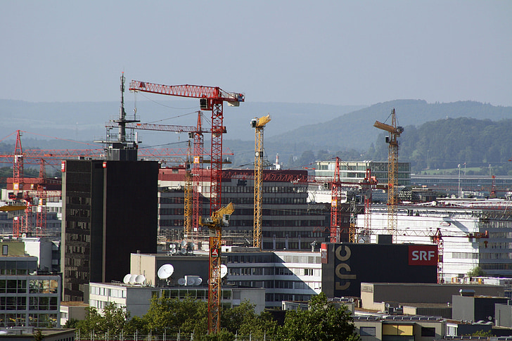 Zurich, Oerlikon, urban, şantiere de construcţii, constructii, districtul, clădire