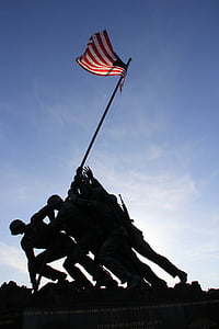Socha, vlajka, hrdina, americký, vojak, pamiatka, USA