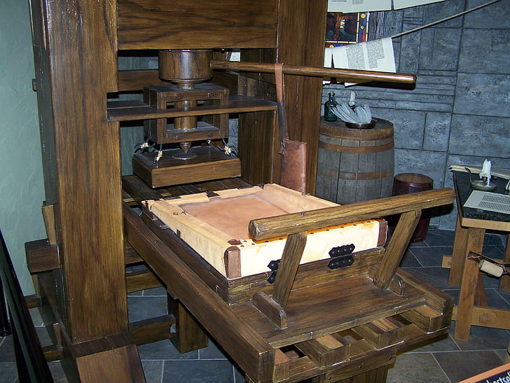 old-time, printing, press, vintage, antique, museum, exposition