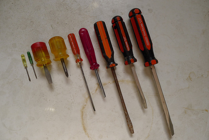 tools, screwdrivers, arrangement, work, vintage, objects, carpenter