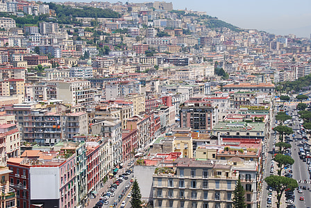 edificios, ciudad, lleno de gente, Italia, Nápoles, arquitectura, viajes