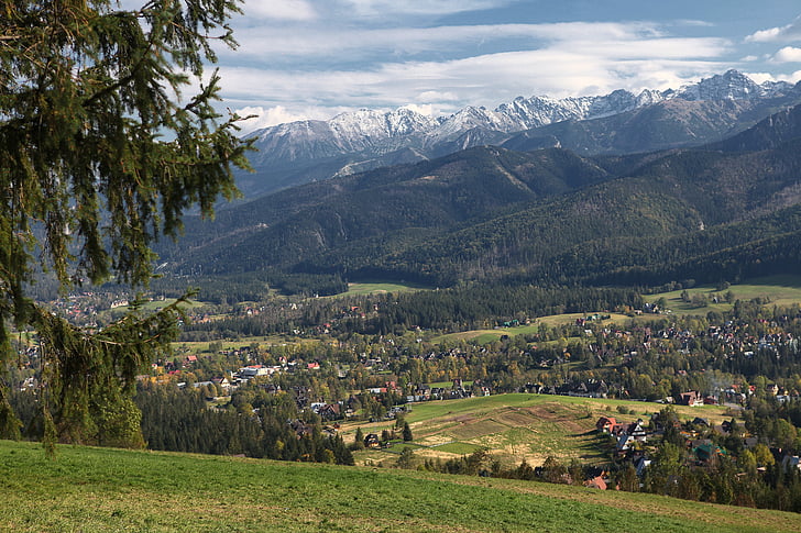 kalnai, Tatrai, Lenkijos Tatruose, Rodyti Zakopanėje, Gamta, rudenį, saulėtą dieną