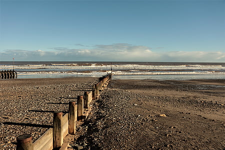 rotura de agua, Mar del norte, Inglaterra, Playa, Océano, Costa, Costa