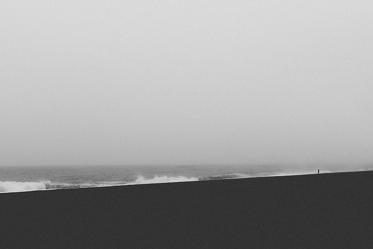 eau, vagues, Crash, mer, océan, niveaux de gris, noir et blanc