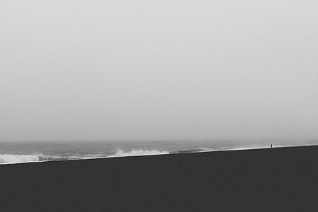 water, waves, crash, sea, ocean, grayscale, black And White