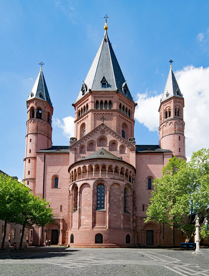 Mainz-székesegyház, Mainz, Sachsen, Németország, Európa, régi épület, óváros