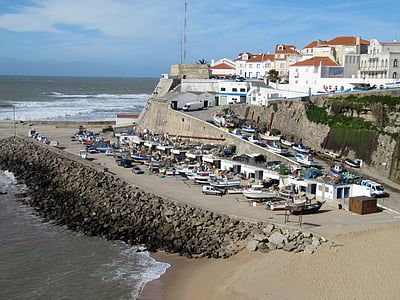 Ericeira, Portugal, Puerto, Costa, de la nave, arranque, mar