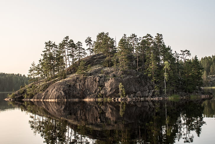 Saimaa, Puumala, île, paysage, été, Lac, Rock