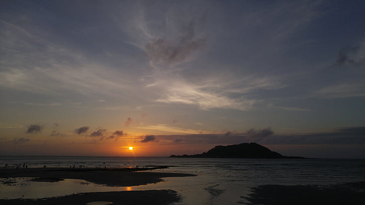 ηλιοβασίλεμα, στη θάλασσα, νησί Jeju