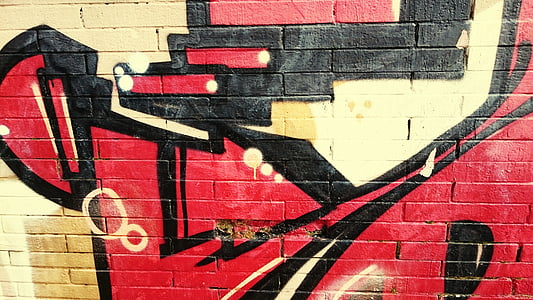 Graffiti, vegg, maling, spray, Urban, murstein, flagg