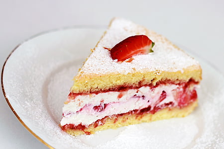 sweets, cake, food, strawberry cake, slice of cake, strawberry, dessert