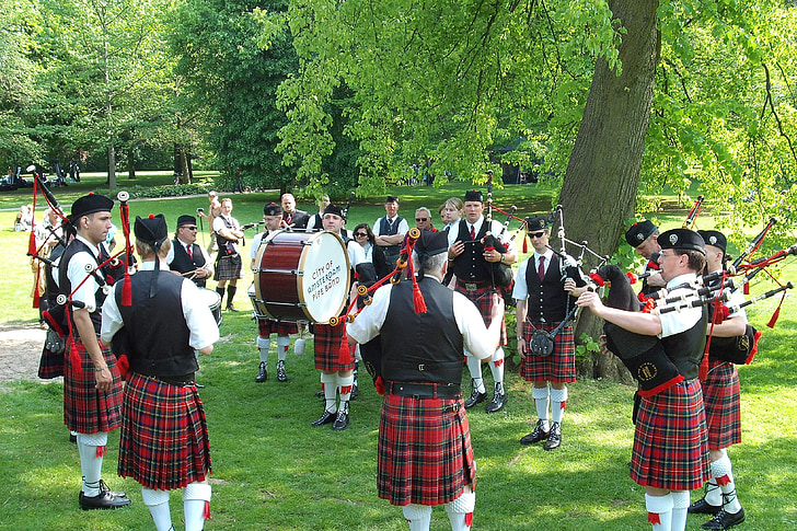 gaitas, tierras altas e Islas, escocés, evento, Highland gathering, música