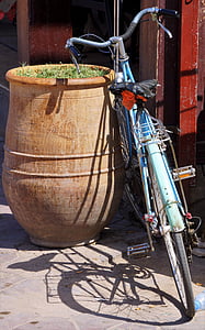 kerékpár, Marokkó, árnyék, utazás, utca