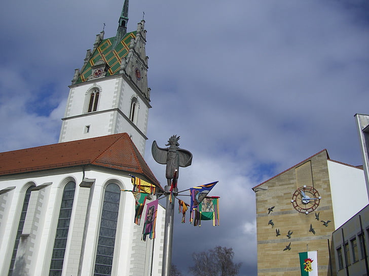 vòi nước biển, Buchhorner fasnet, Friedrichshafen, Town hall, Nhà thờ, St nicholas