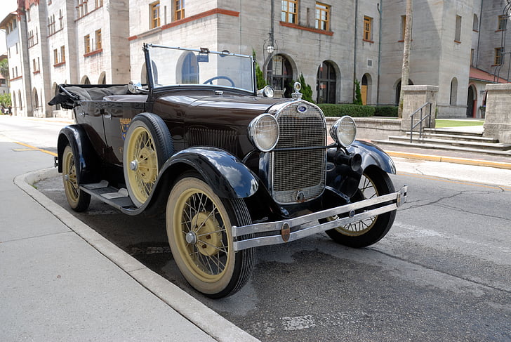 Vintage avto, klasičnih avtomobilov, prevoz, starinsko, obnovljena, avto, krom