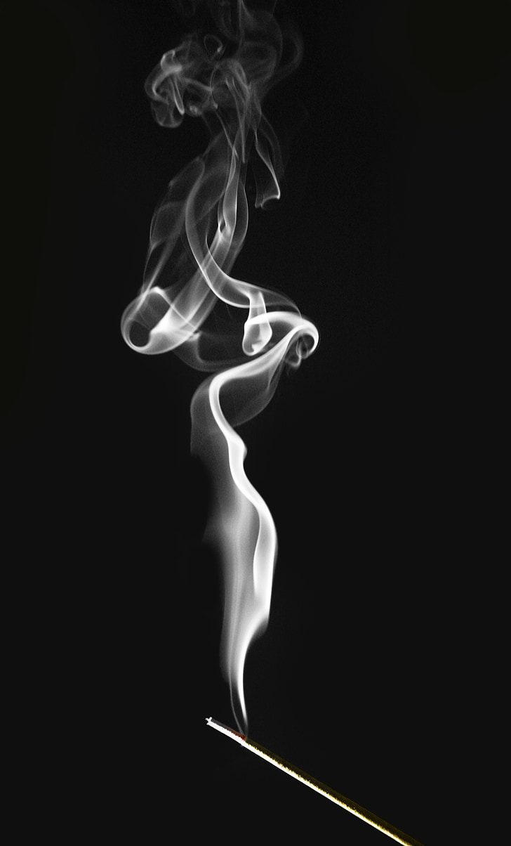 fum, encens, espirals, remolins, contrasten, cremar, olor