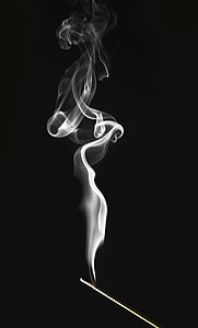 humo, incienso, espirales, remolinos, contraste, quemar, olor