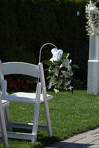 boda, silla, Romance, matrimonio, ceremonia de, flor, al aire libre