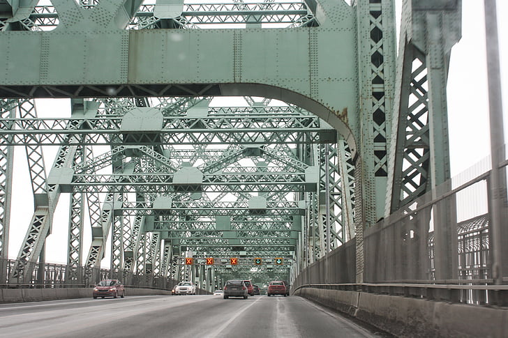 ponte, viagens, Carros, Dirigir, Montreal, Québec, Canadá