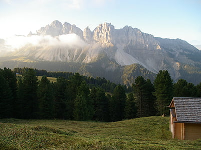 cabana del tresor, Tirol del Sud, roserar, veure, muntanyes, cel, massís de roca