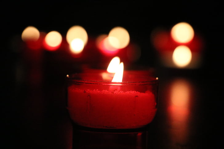 sviečka, svetlo, kostol, plameň, tmavé, láska, Advent