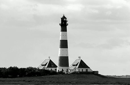 lighthouse, westerhever, north sea, nordfriesland, coast, signal, mecklenburg